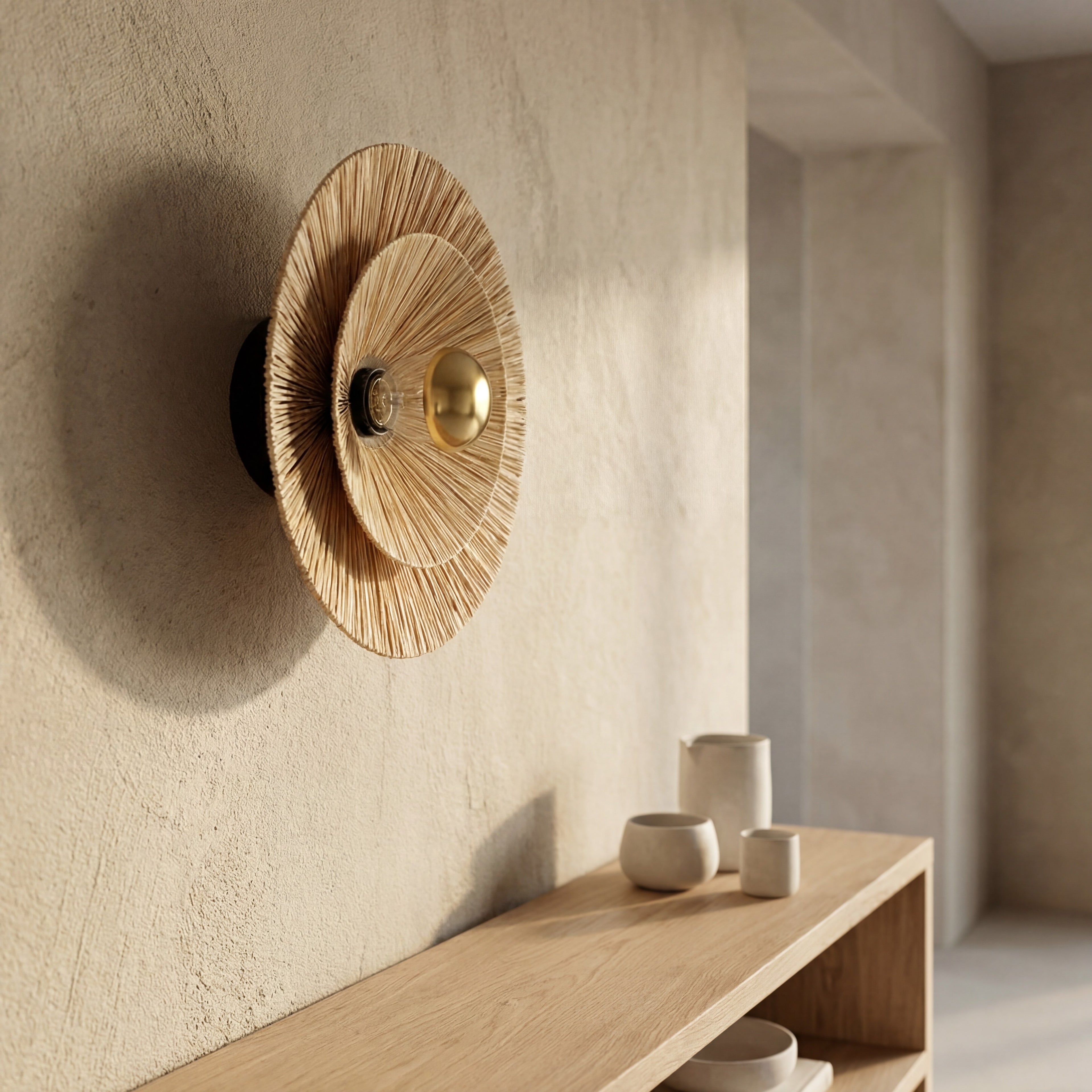 Aplique rafia natural Ø30x15 cm E27 - ILAP0001