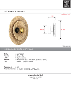 Aplique rafia natural Ø30x15 cm E27 - ILAP0001