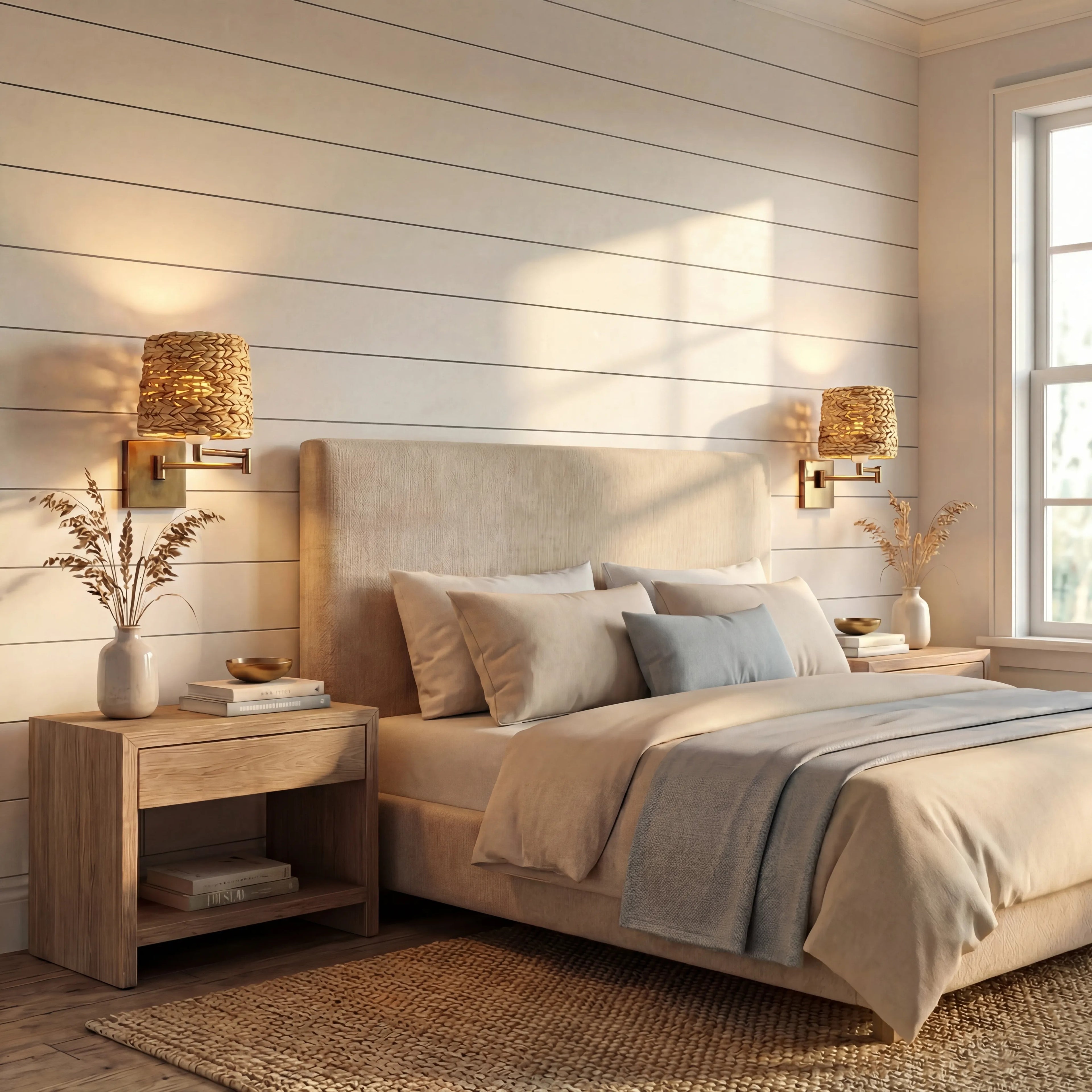 Aplique metal bronce ratán natural E27 - ILAP0004