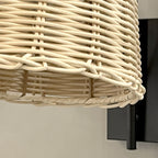 Aplique metal negro ratán natural Ø20 cm E27 - ILAP0005