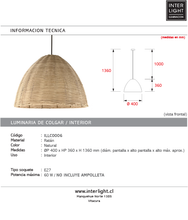 Cargar imagen en el visor de la galería, Lámpara colgante ratán Ø40 cm E27 - ILLC0006
