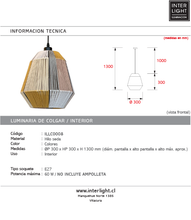 Cargar imagen en el visor de la galería, Lámpara colgante hilo seda Ø30 cm E27 - ILLC0008
