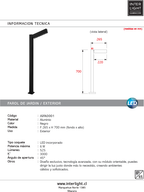 Farol de jardín aluminio negro 26,5x70 cm 6W LED - JGFA0001