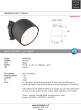 Cargar imagen en el visor de la galería, Foco colgante aluminio negro Ø10x10 cm 12W LED - JGFO0001
