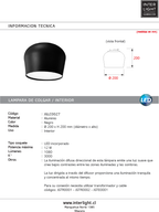 Lámpara colgante aluminio negro LED 12W - JGLC0027