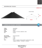 Lámpara colgante aluminio negro Ø60x16 cm 18W LED - JGLC0029