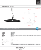 Lámpara colgante aluminio negro Ø60cm 12W LED - JGLC0032