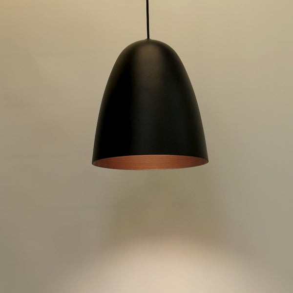Lámpara colgante hierro negro interior cobre Ø14 cm 12W LED- JGLC0041