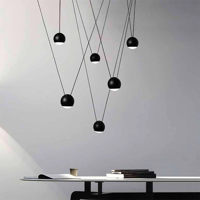 Colgante aluminio negro 6 luces Ø7,9x1,50 cm 30W LED-  JGLC0044