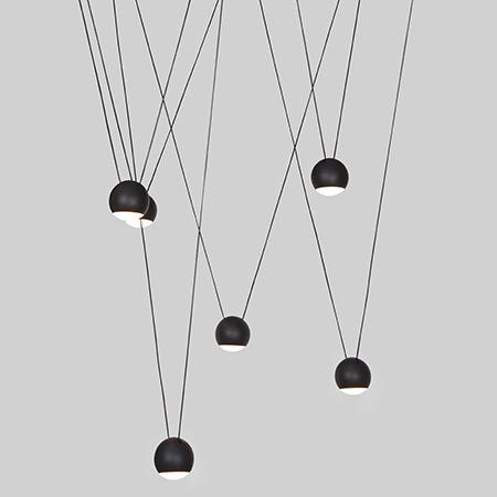 Colgante aluminio negro 6 luces Ø7,9x1,50 cm 30W LED-  JGLC0044