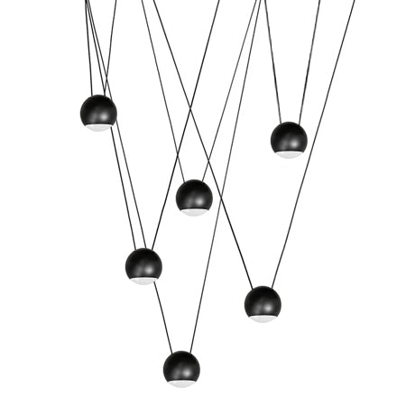 Colgante aluminio negro 6 luces Ø7,9x1,50 cm 30W LED-  JGLC0044