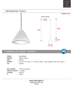 Lámpara colgante metal blanco Ø12 cm 11W LED - JGLC0045