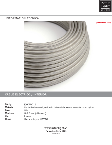 Metro de cable gris textil - KKCA0011