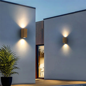 Aplique exterior aluminio dorado 2 luces GU10 - KOAP0002