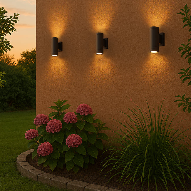 Aplique doble aluminio grafito exterior Ø6x16 cm 2 luces GU10 - KOAP0008