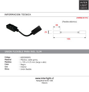 Conexión Flexible para riel ultra slim 48v - KOCO0005