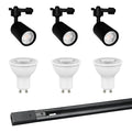 Kit negro riel monofásico 1 m + 3 focos con ampolletas GU10 - KOFO0005