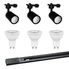 Kit negro riel monofásico 1 m + 3 focos con ampolletas GU10 - KOFO0005