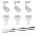 Kit blanco riel monofásico 1 m + 3 focos con ampolletas GU10 - KOFO0006