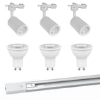 Kit blanco riel monofásico 1 m + 3 focos con ampolletas GU10 - KOFO0006