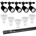 Kit negro riel monofásico 2 m + 5 focos con ampolletas GU10 - KOFO0005