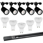 Kit negro riel monofásico 2 m + 5 focos con ampolletas GU10 - KOFO0005