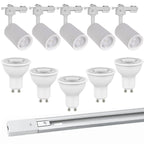 Kit blanco riel monofásico 2 m + 5 focos con ampolletas GU10 - KOFO0006