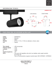 Cargar imagen en el visor de la galería, Foco riel magnético slim negro 20W 24° 48V 3000K -  KOFO0018
