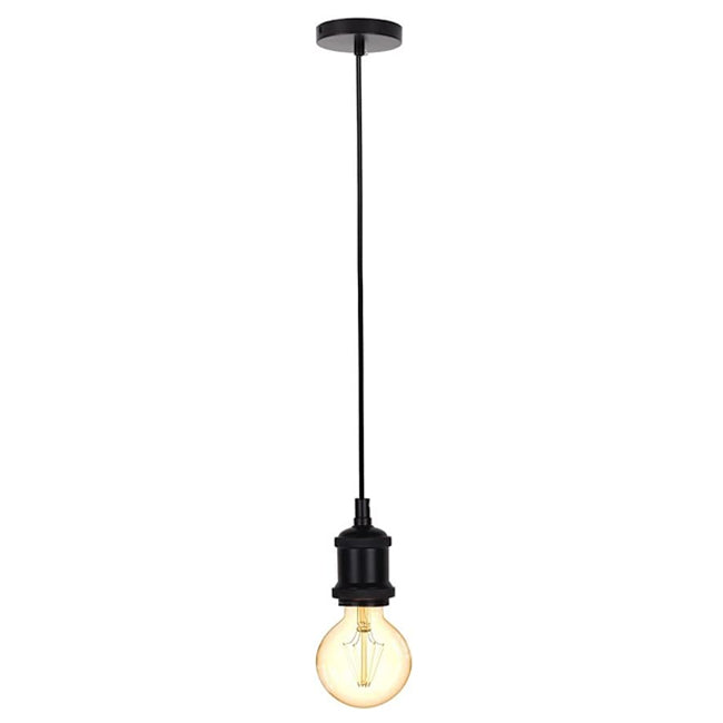 Soquete y baldequin negro cable 70 cm E27 - KOLC0004