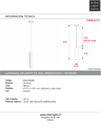 Lámpara colgante para riel monofásico aluminio blanco Ø5.5x63 cm GU10 - KOLC0008