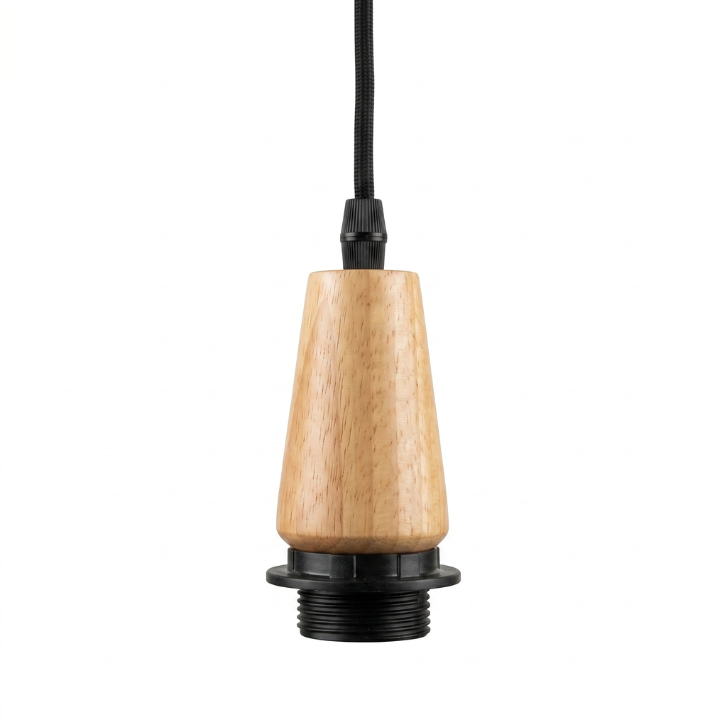 Kit de Soquete madera y baldequin madera cable 150 cm E27 - KOLC0009