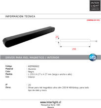 Cargar imagen en el visor de la galería, Driver negro para riel magnético ultra slim 200W 48V - KOTR0002
