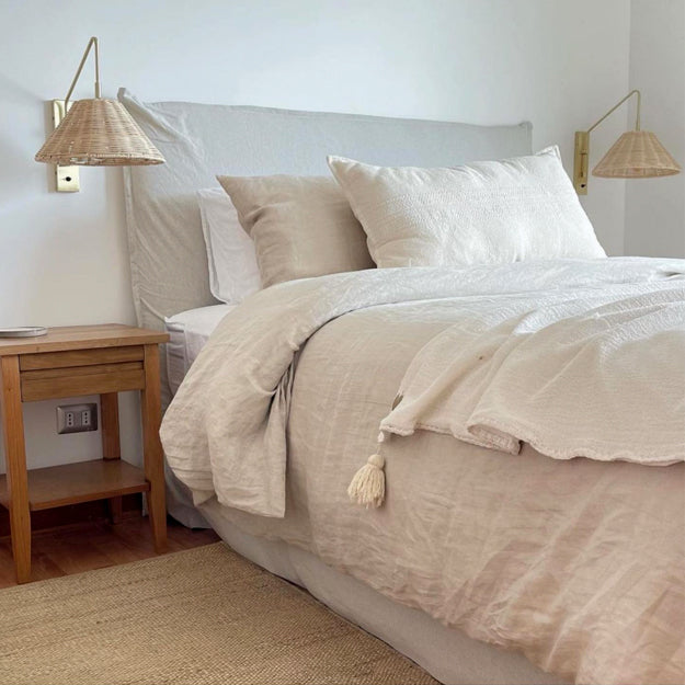 Apliqué metal dorado pantalla ratán E27 - LGAP0078