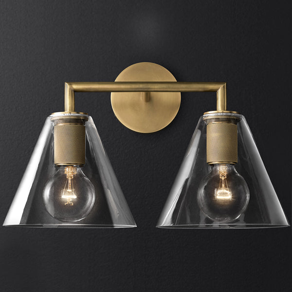 Apliqué metal vidrio bronce 2 luces  E27 - LGAP0089