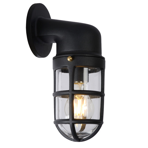 Apliqué negro vidrio exterior E27 IP44 - LGAP0095