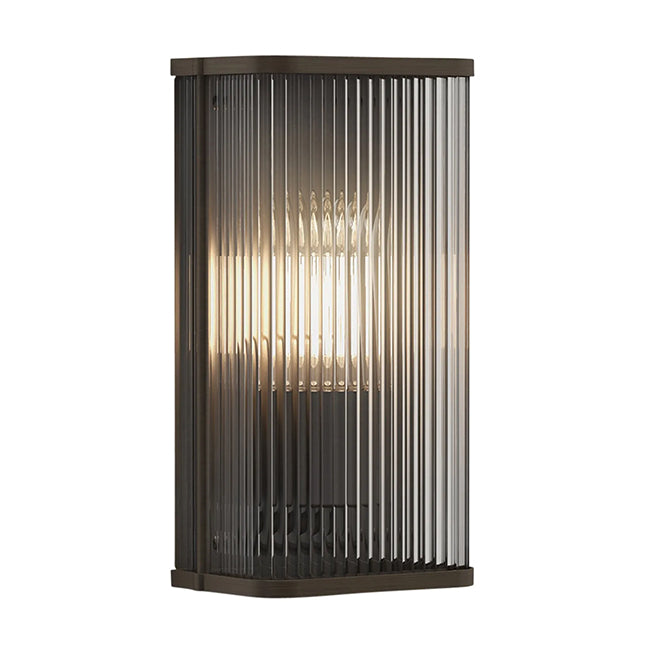 Aplique metal negro vidrio estriado 16x10x30 cm E27 - LGAP0126