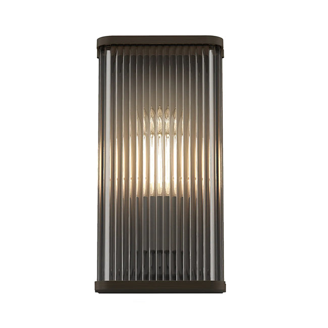 Aplique metal negro vidrio estriado 16x10x30 cm E27 - LGAP0126