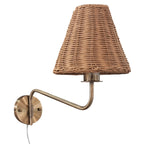 Aplique metal dorado ratán café 20xD35xH47 cm  E27 - LGAP0127