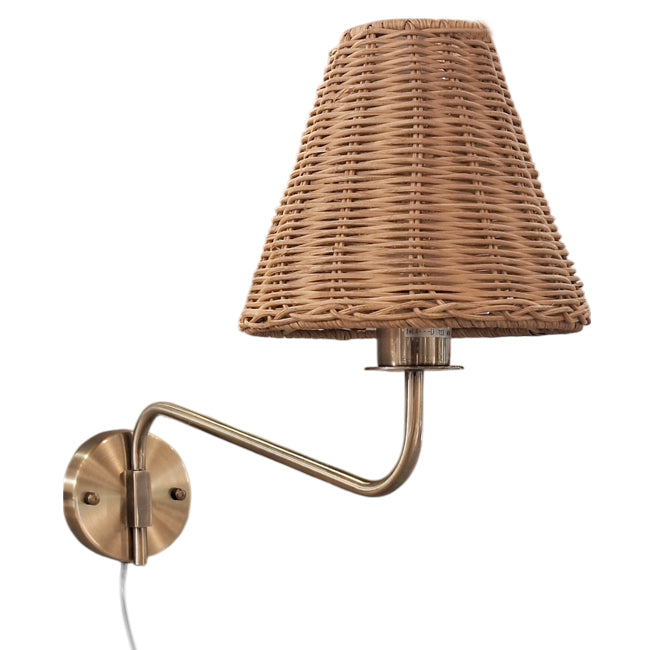 Aplique metal dorado ratán café 20xD35xH47 cm  E27 - LGAP0127