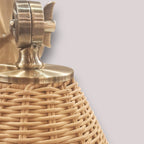 Aplique metal dorador ratán café Ø25x34x30 cm E27 - LGAP0128