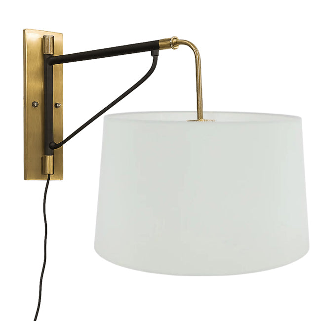 Aplique hierro negro dorado tela blanca Ø34x55x42 cm E27-  LGAP0130