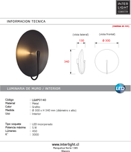 Cargar imagen en el visor de la galería, Apliqué metal grafito Ø30 cm LED 5W 3000k - LGAP0140
