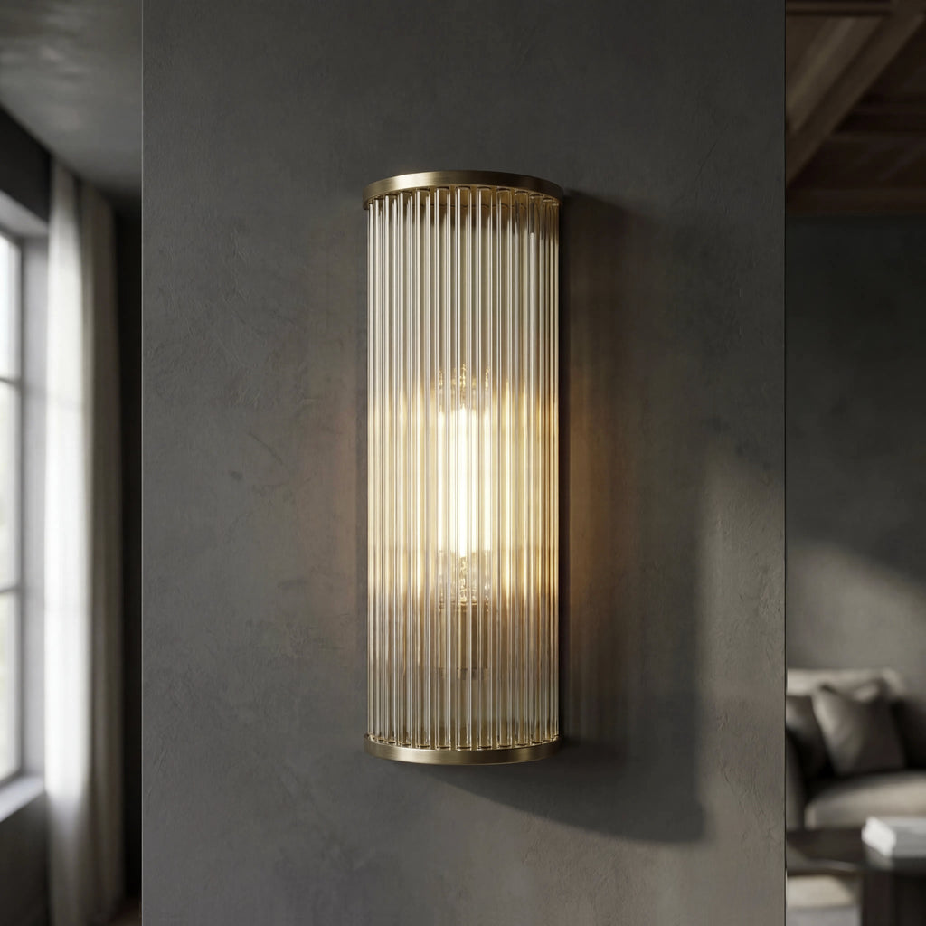 Aplique metal bronce vidrio 12x10x38 cm 1 luz E27 - LGAP0142
