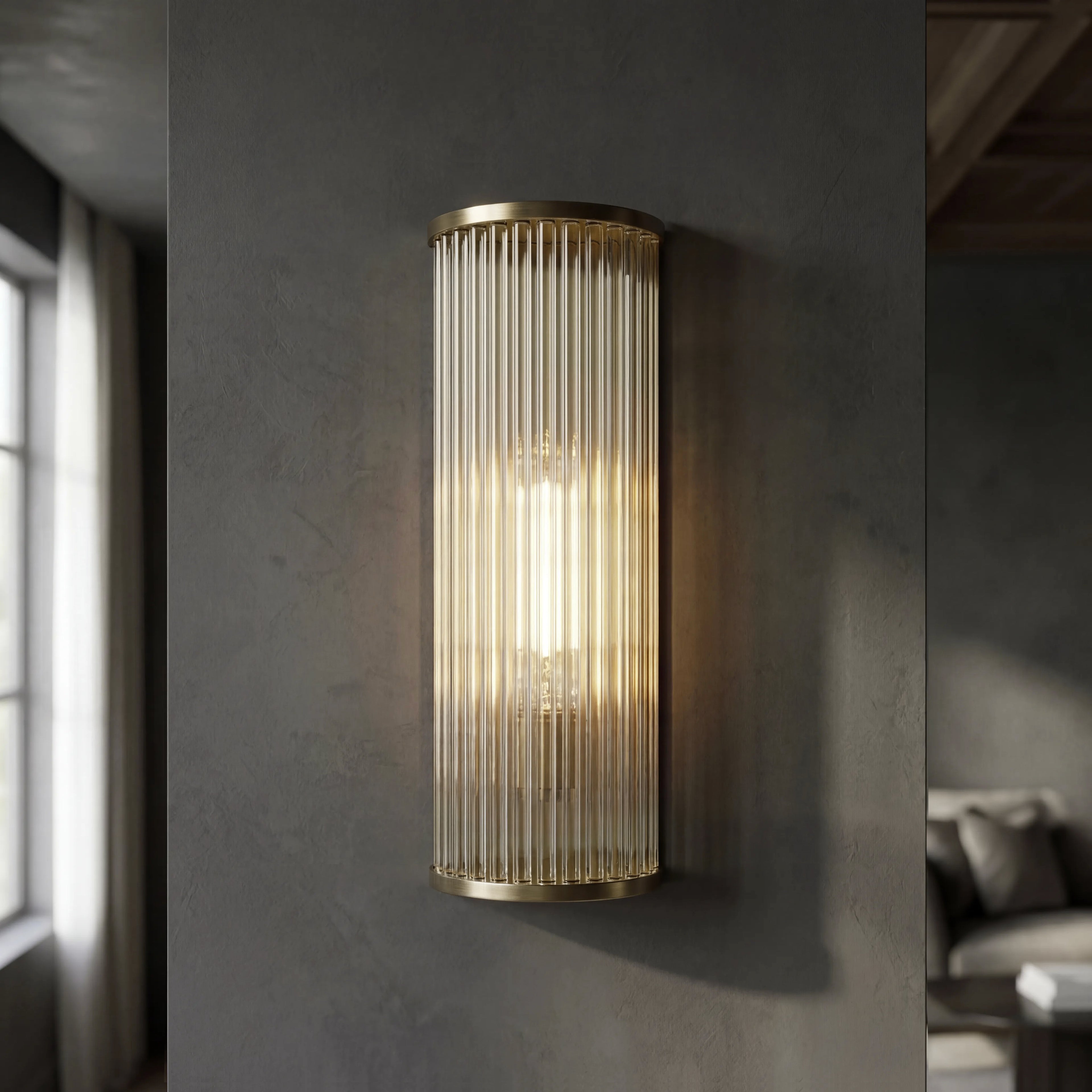 Aplique metal bronce vidrio 12x10x38 cm 1 luz E27 - LGAP0142