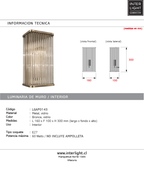 Aplique metal bronce vidrio estriado 16x10x30 cm E27 - LGAP0143