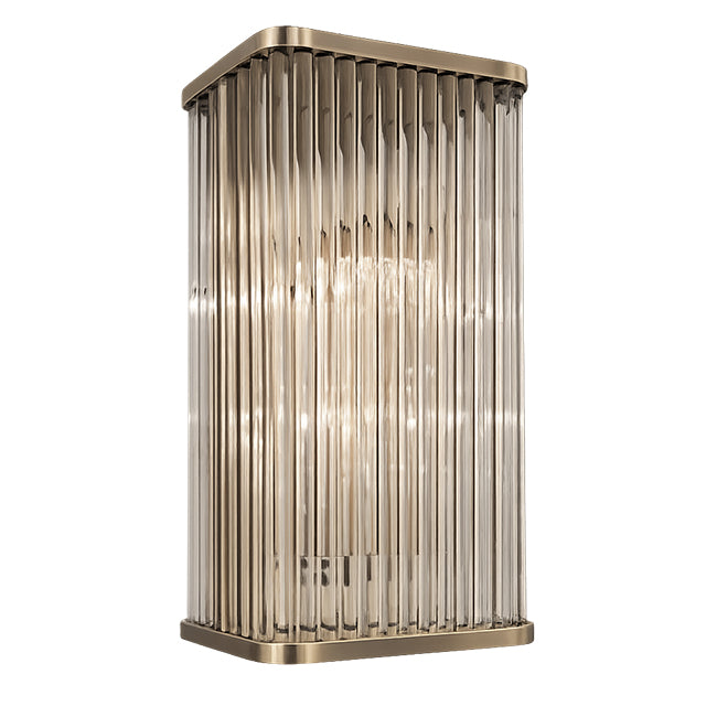 Aplique metal bronce vidrio estriado 16x10x30 cm E27 - LGAP0143