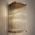 Aplique metal bronce vidrio estriado 16x10x30 cm E27 - LGAP0143