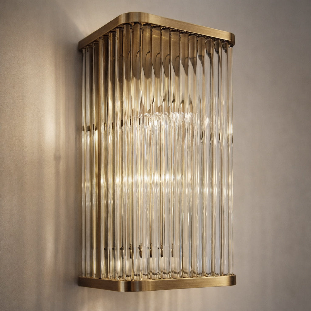 Aplique metal bronce vidrio estriado 16x10x30 cm E27 - LGAP0143