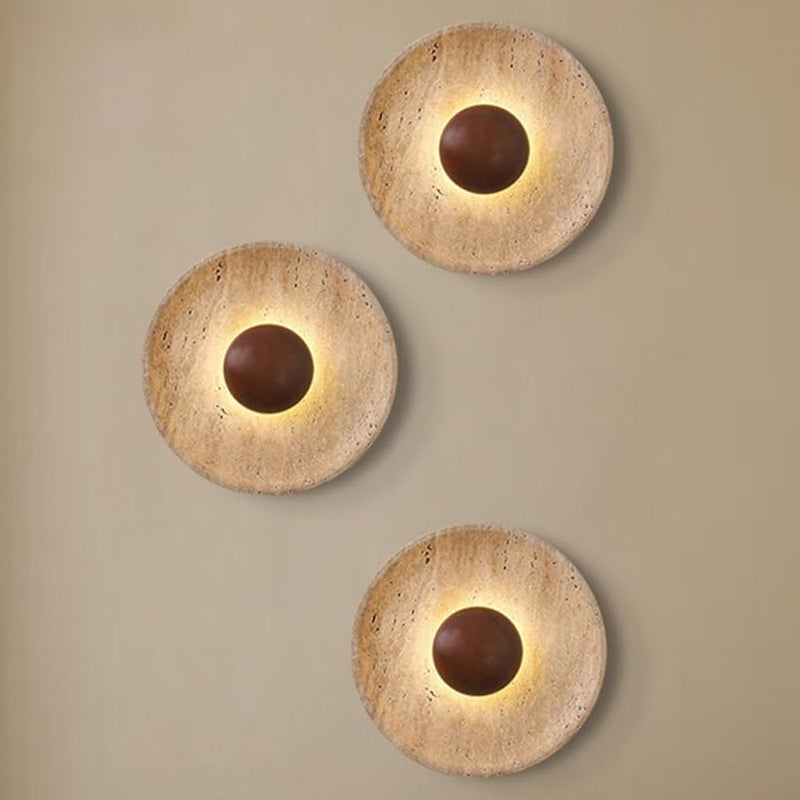 Aplique madera café travertino Ø25cm 9W LED - LGAP0146