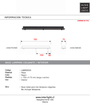 Cargar imagen en el visor de la galería, Base para lámpara Colgante 70cm 3 perforaciones a 6X35X6  - LGBR0005
